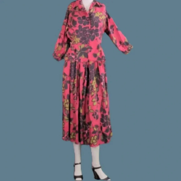 Vintage Silk 2 Piece Skirt & Blouse - Picture 1 of 17